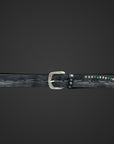 Cintura 035mm in pelle con microborchie lavata e stropicciata con procedimento di ceratura
