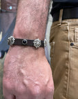 Bracciale con borchie in vero cuoio testa di moro