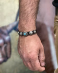 Bracciale con borchie in vero cuoio testa di moro