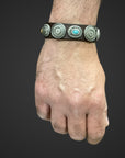 Bracciale con treccia in vero cuoio nero