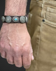 Bracciale con treccia in vero cuoio nero