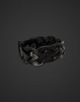 Braccialetreccia in vero cuoio nero