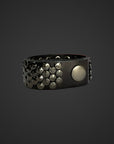 Bracciale borchiato in vero cuoio nero
