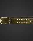 cintura 035mm camoscio in pelle stropicciata e borchiata con procedimento artigianale