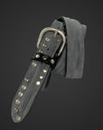 cintura 035mm camoscio in pelle stropicciata e borchiata con procedimento artigianale