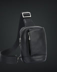 Marsupio monospalla in pelle design elegant nero zn10