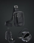 Marsupio monospalla in pelle design elegant nero zn10