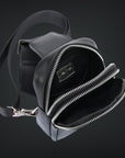 Marsupio monospalla in pelle design elegant nero 23104