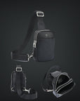 Marsupio monospalla in pelle design elegant nero 23104