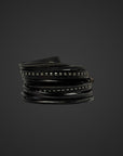 Bracciale summer studs in vero cuoio nero