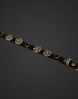 Bracciale con borchie in vero cuoio testa di moro