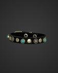 Bracciale con borchie in vero cuoio nero