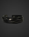 Bracciale con treccia in vero cuoio nero