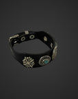 Bracciale con treccia in vero cuoio nero