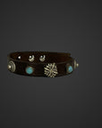 Bracciale con borchie in vero cuoio nero