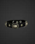 Bracciale con borchie in vero cuoio nero