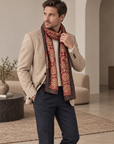 Sciarpa doppia faccia sc-26-50 indossata con giacca beige
