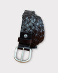 cintura treccia 030mm in Bonded leather con fibbia argento testa di moro