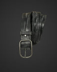 Cintura 035mm lavata e stropicciata con procedimento di ceratura e impuntura senza filo