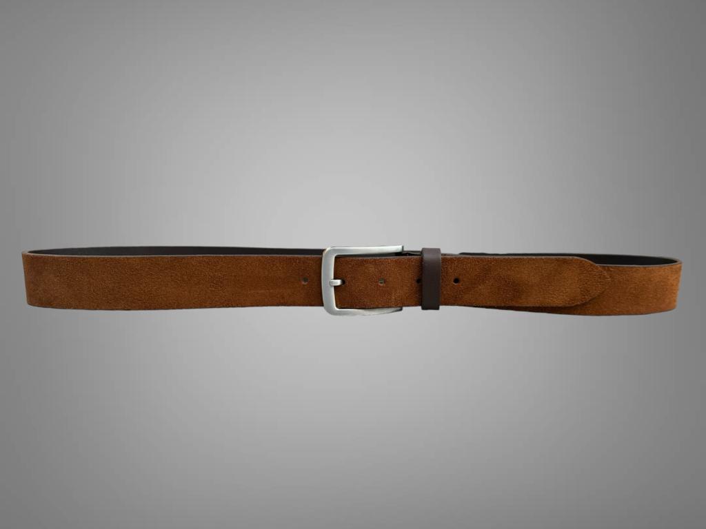 Cintura 035mm camoscio in pelle  blu  con inserti in cuoio