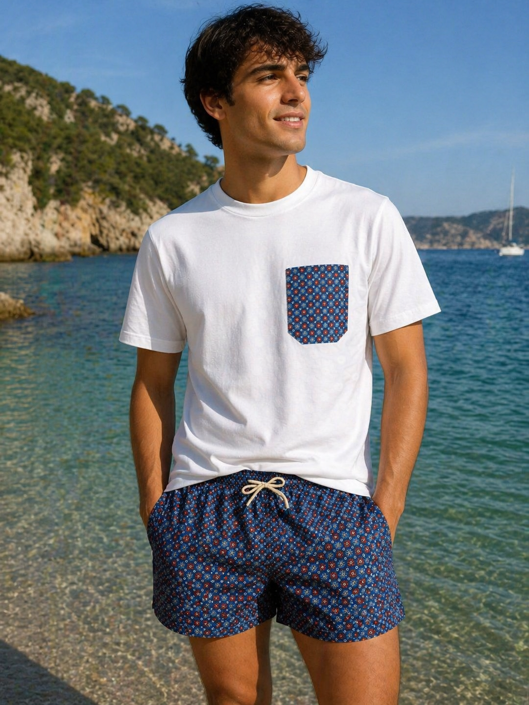 t-shirt in cotone e costume abbinato