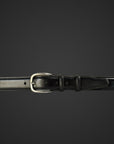 cintura 035mm bombata con fibbia argento nero