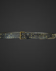 Cintura 030 mm in Cuoio Borchiata con borchie esagonali a rilievo ST11 fibbia colore ottone a rullo