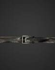 cintura 035  fibbia argento scuro stropicciata con ceratura  a caldo