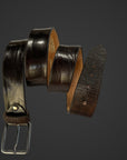 Cintura 035mm lavata e stropicciata con procedimento di ceratura estampo in punta