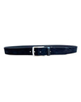 Cintura 035mm camoscio in pelle blu con inserti in cuoio
