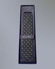 Cravatta CR26-01 grigio antracite con microfantasia azzurra nella confezione Premium Quality