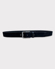 Cintura 035mm camoscio in pelle  nero  con inserti in cuoio