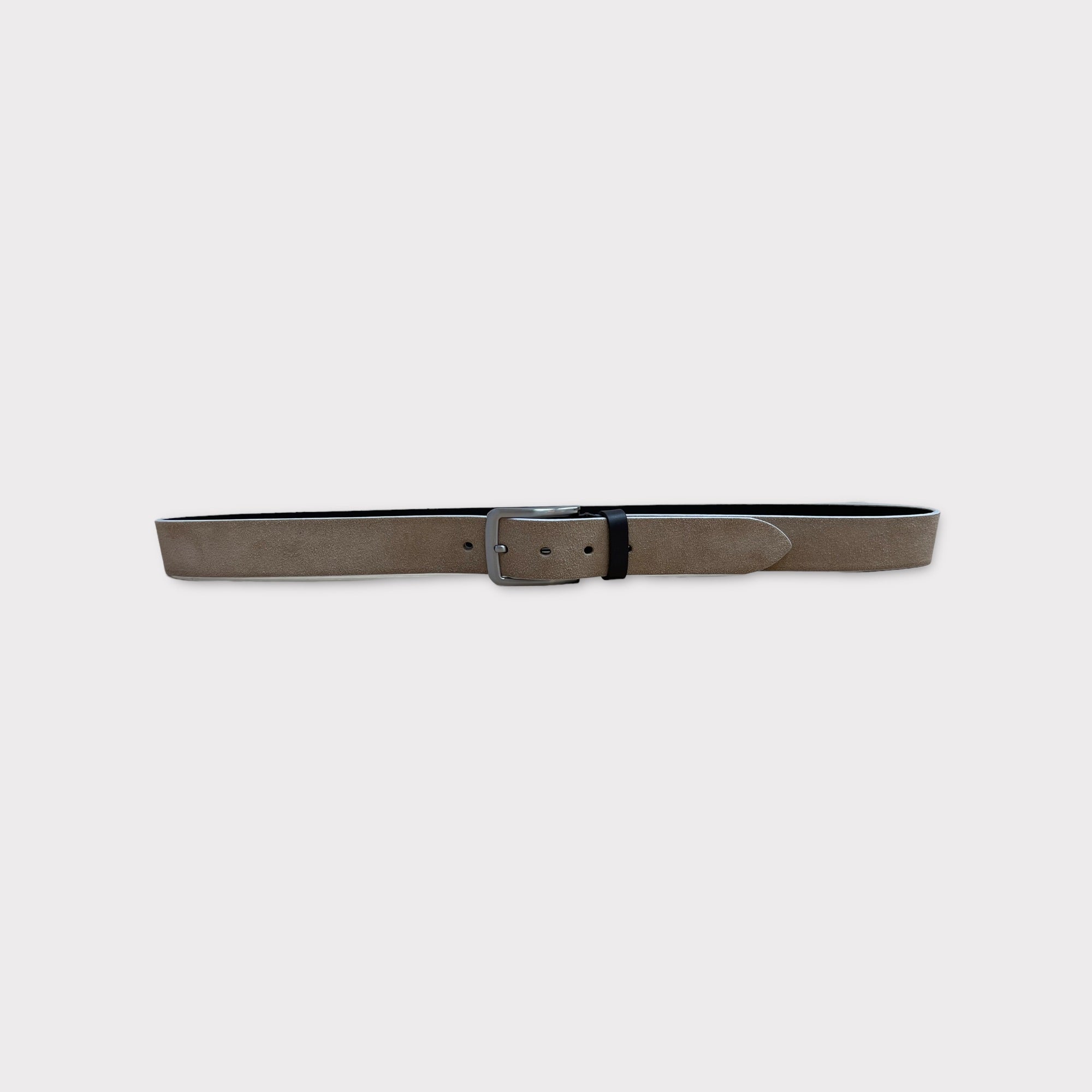 Cintura 035mm camoscio in pelle  beije  con inserti in cuoio