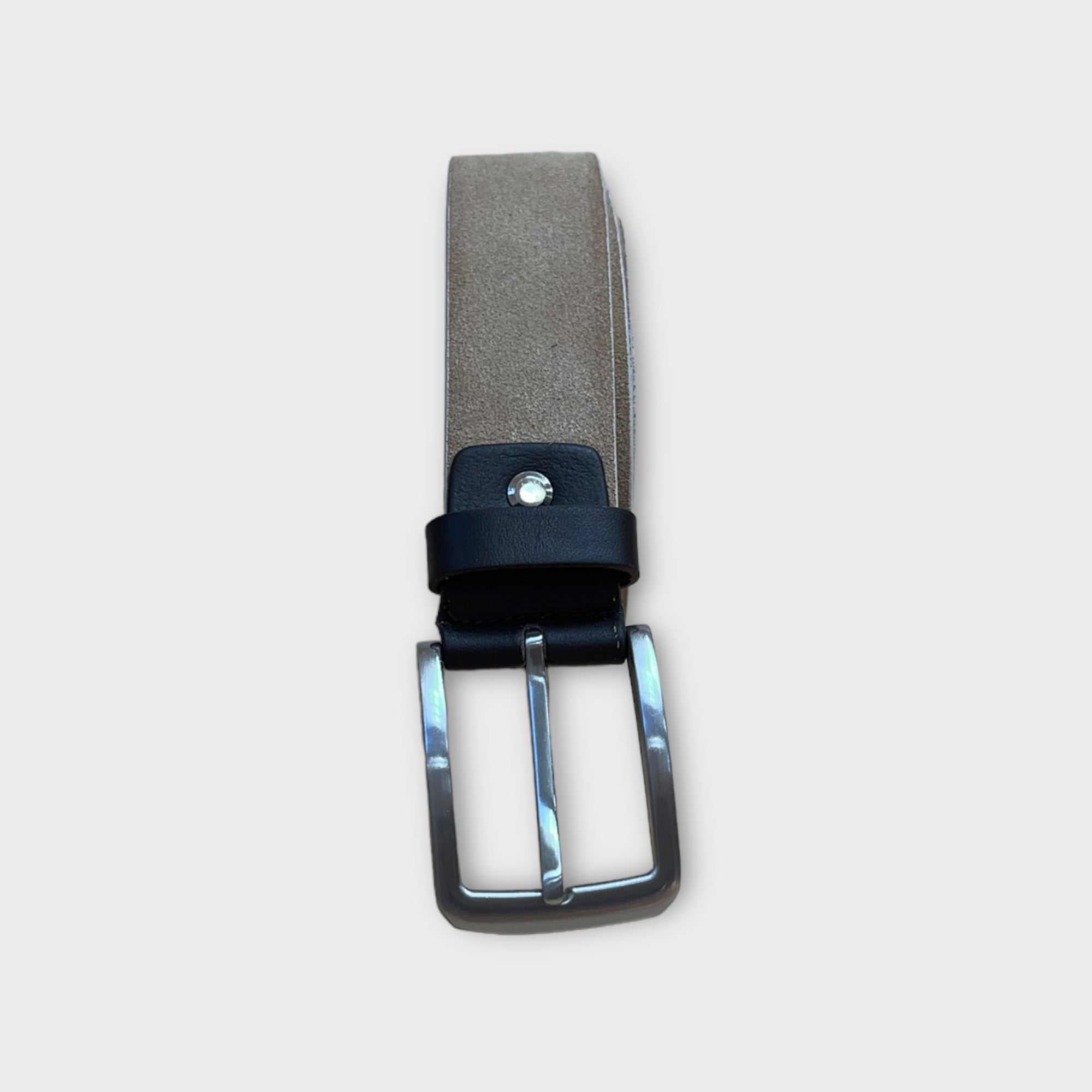 Cintura 035mm camoscio in pelle  beije  con inserti in cuoio