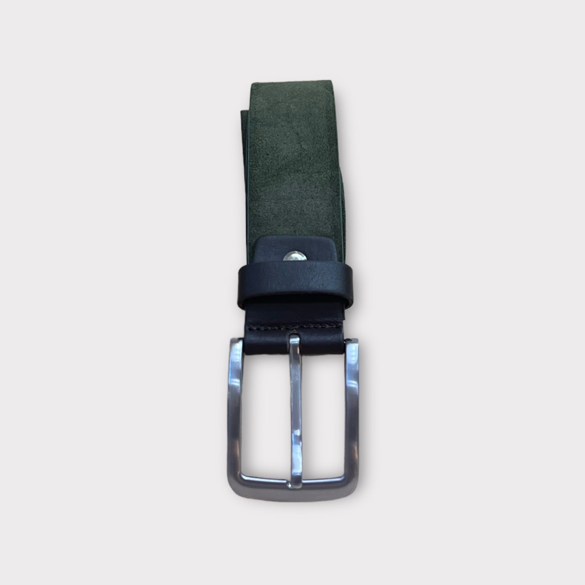 Cintura 035mm camoscio in pelle militare  con inserti in cuoio