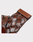 cintura treccia 030mm in Bonded leather con fibbia argento marrone