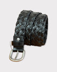 cintura treccia 030mm in Bonded leather con fibbia argento testa di moro