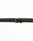 Cintura 030 mm in Cuoio Borchiata quadrata ST6 fibbia perlata a rullo colore argento