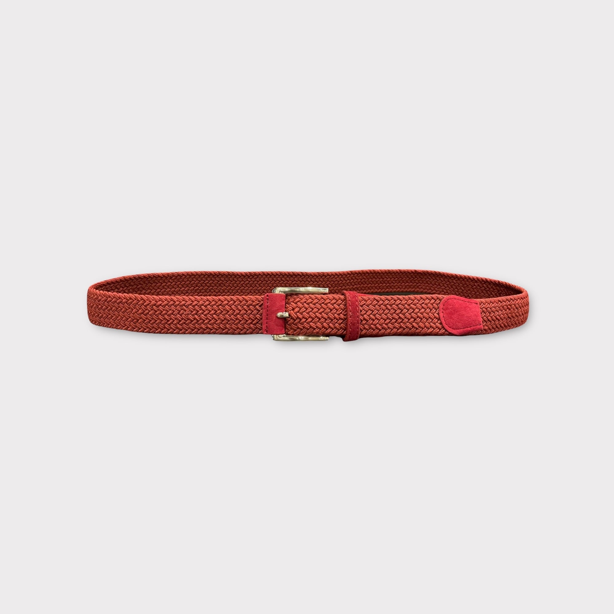 cintura treccia elastico 035mm con inserti in camoscio eco  rosso